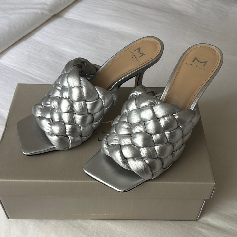 Silver Women's Heeled Sandals